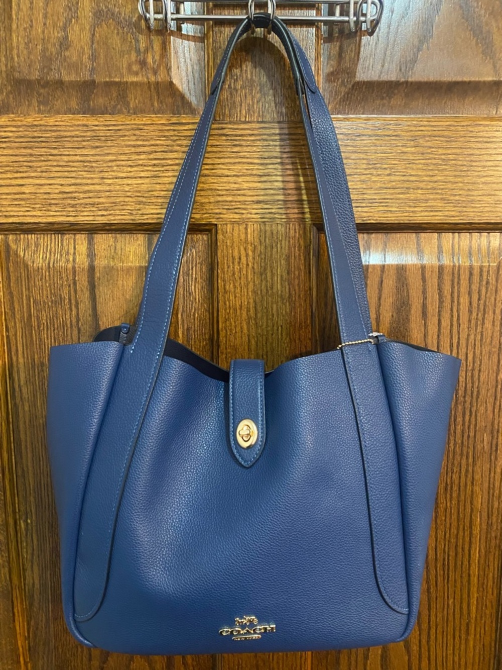 Coach Hadley Navy Pebbled Leather Tote with Matching Wristlet